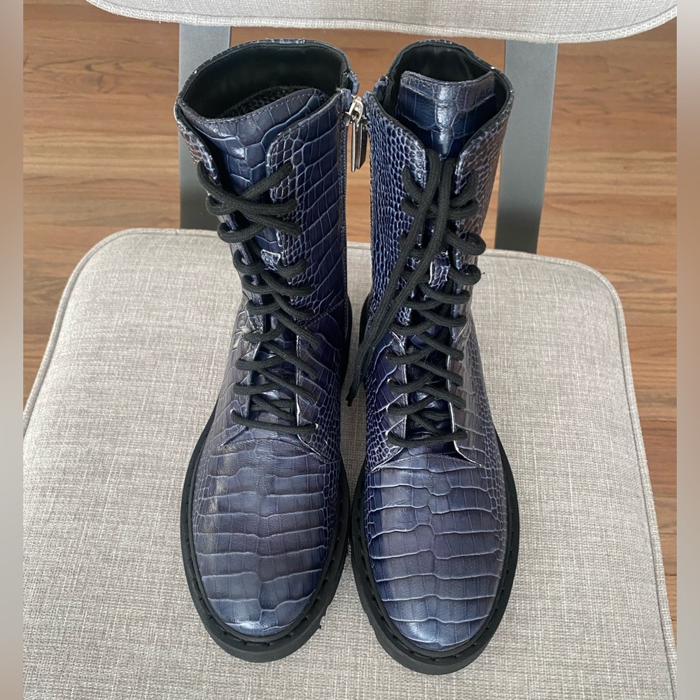 Aquatalia lather combat boots